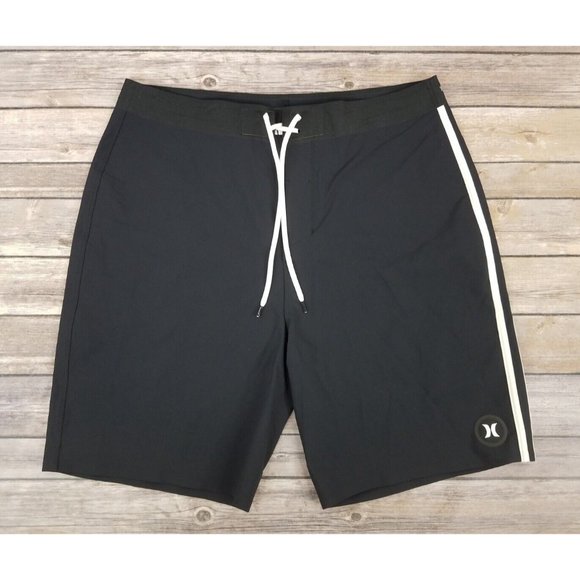 Hurley Other - Hurley Phantom+ Board Shorts Swim Trunks Mens Size 32 Black Solid Drawstring